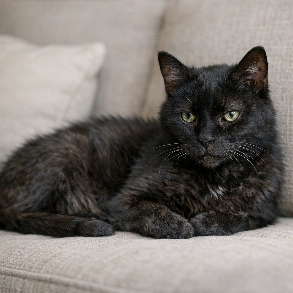 elderly black cat