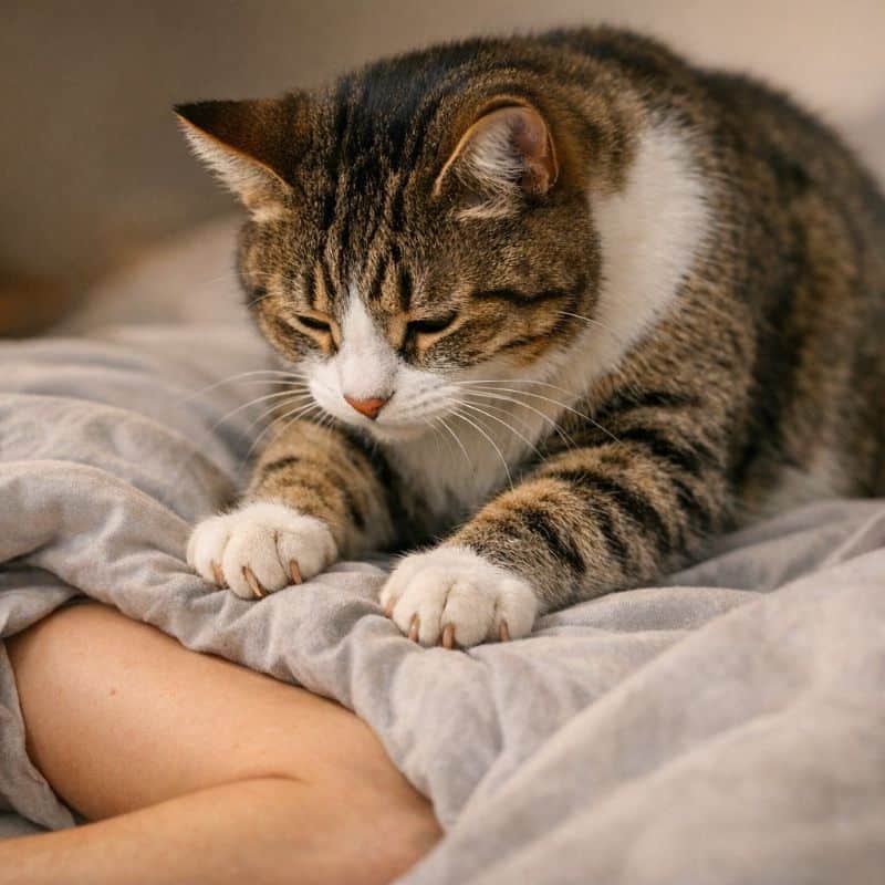 cat kneading owner