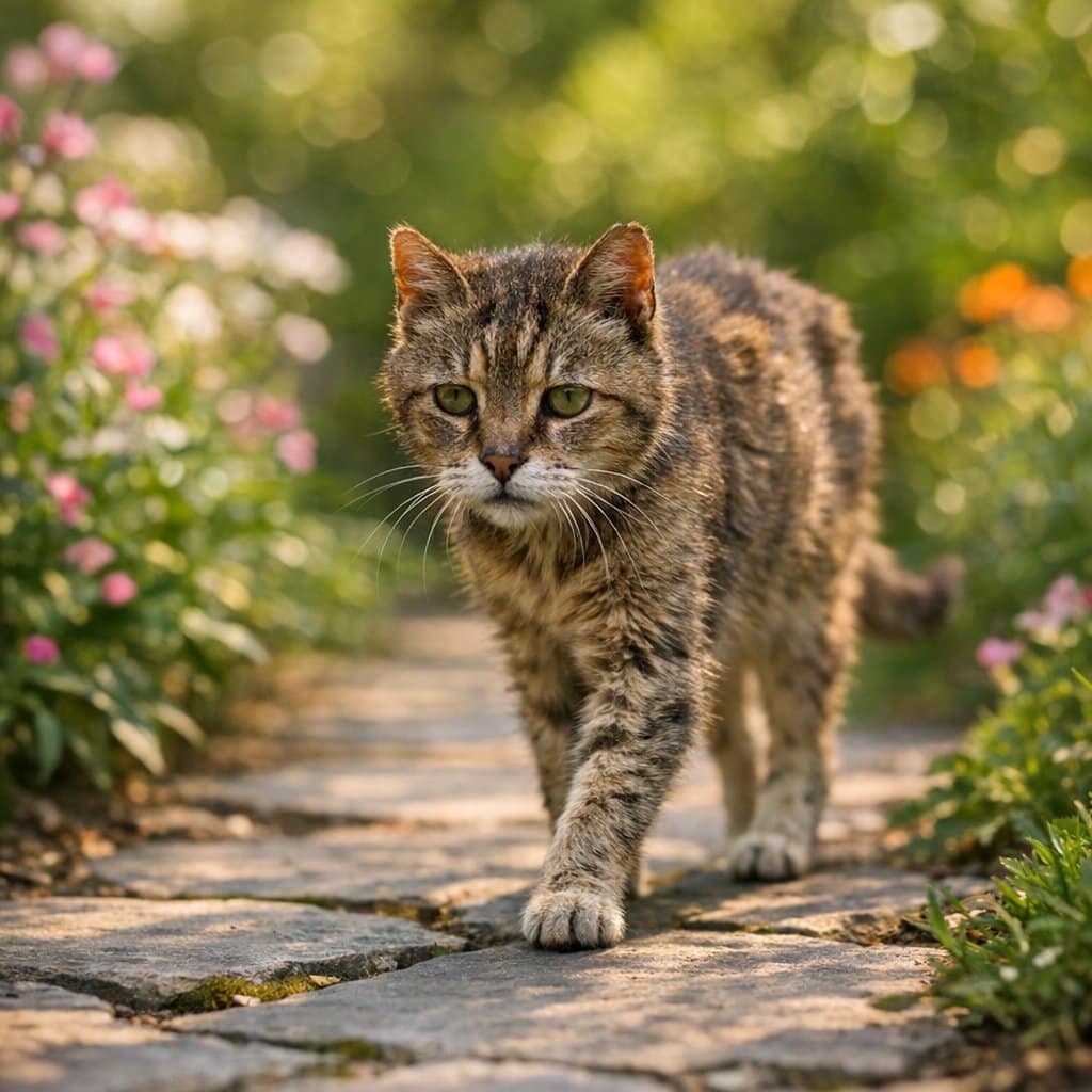 senior cat in the garden