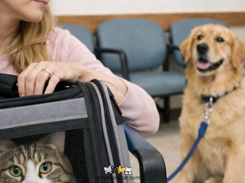 cat in the waiting room at the vet