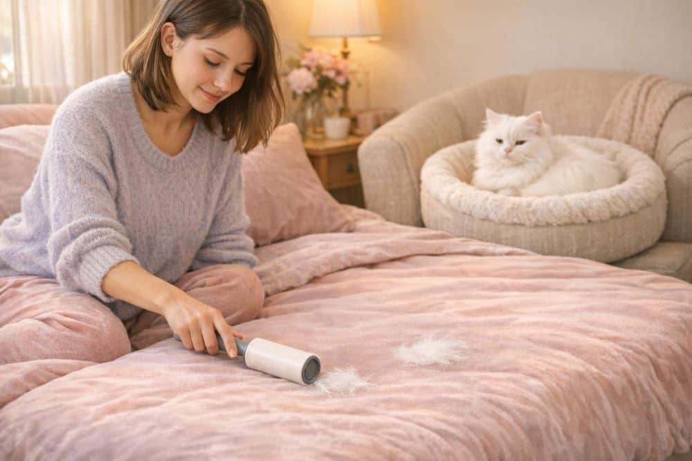 cleaning cat hair with a lint roller