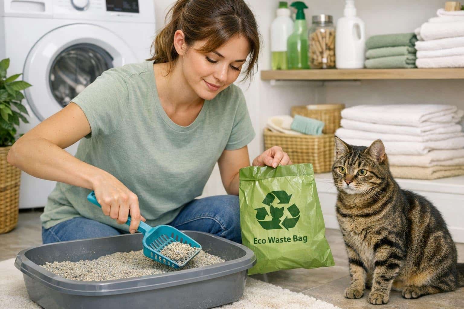 cleaning cat litter