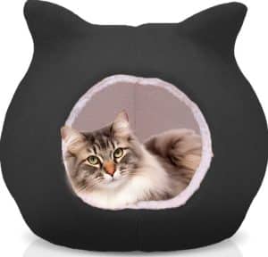hooded black cat bed