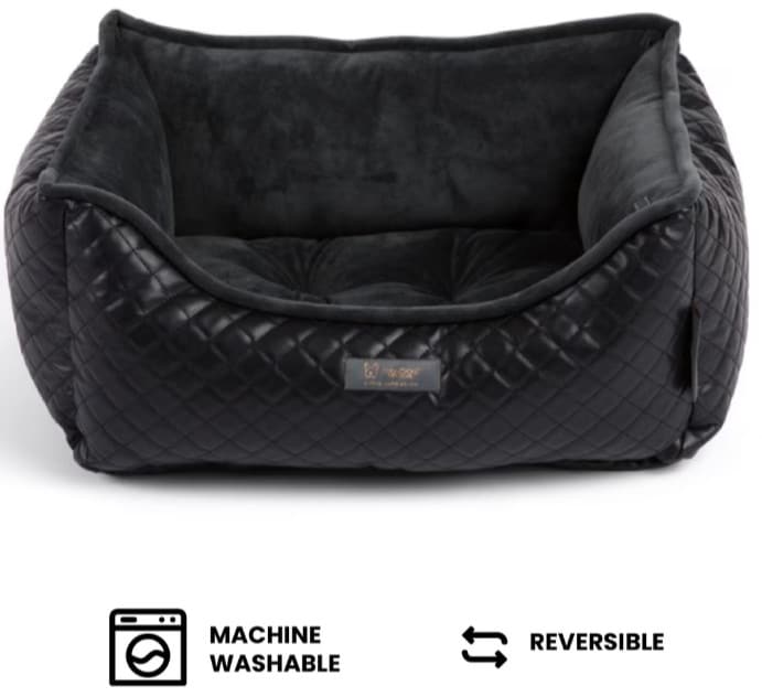 Vegan leather, washable black cat bed