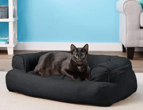 black bolster cat bed