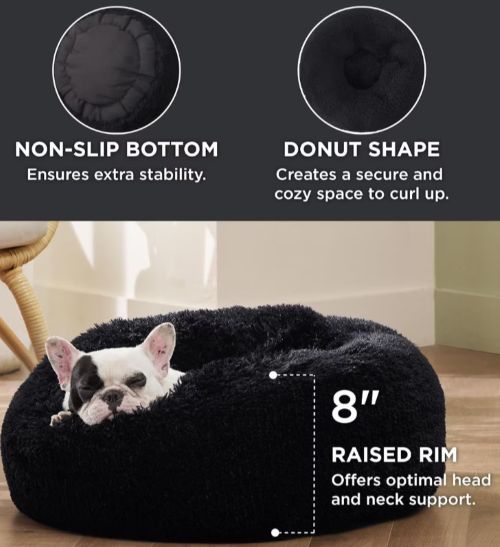 black cat donut with orthopedic bolster for 360° support